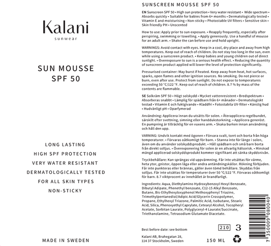 Kalani Sunwear - Sun Mousse SPF 50 150 ml