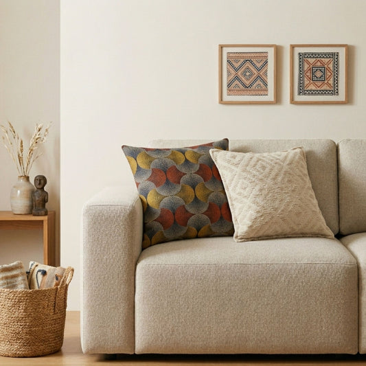 Klassiskt kuddfodral – Neutral Geo Creme – 45x45cm