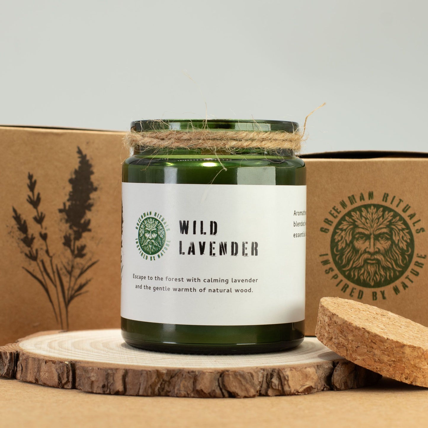 GREENMAN - Woodwick Soy Candle - Wild Lavender