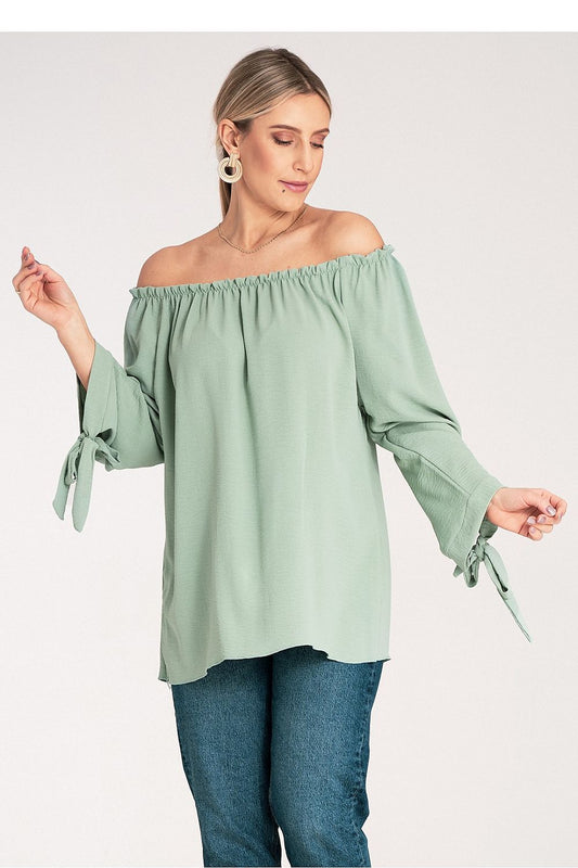 Anibe Lifestyle - Blus i spansk stil med off-shoulder och snörning