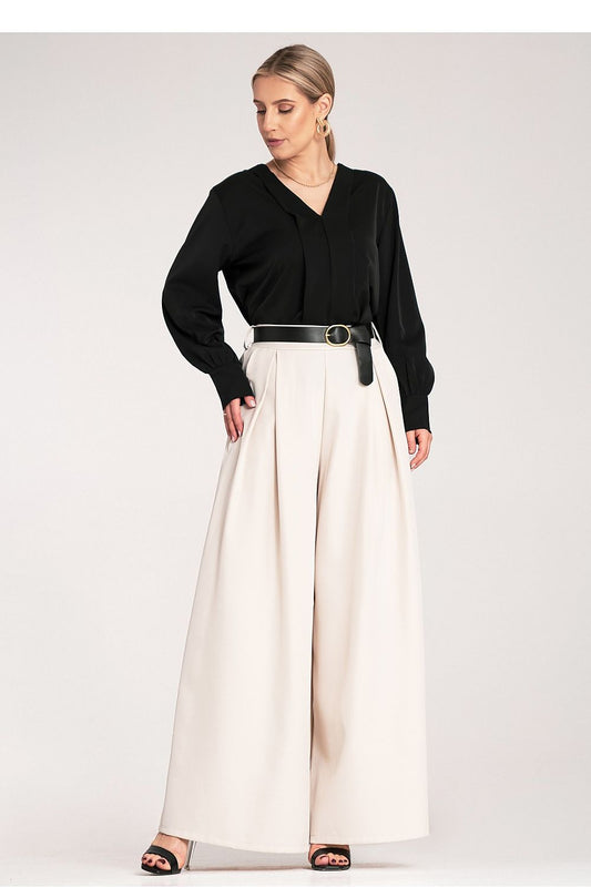 Anibe Lifestyle - Palazzobyxor med high waist, skärp och sidofickor