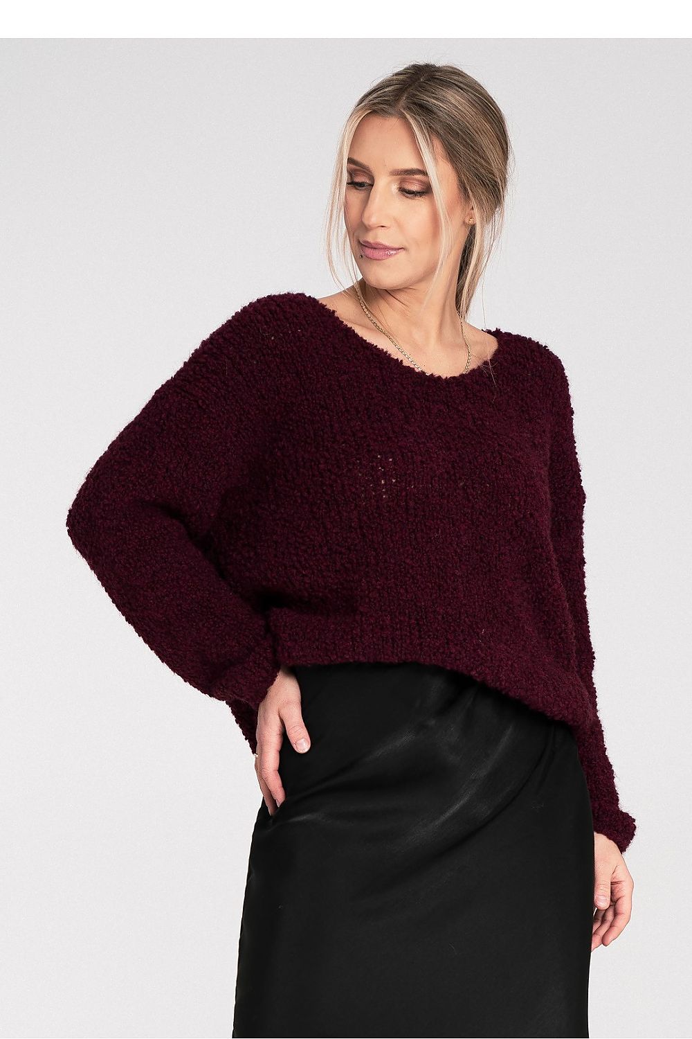 Anibe Lifestyle - Stickad tröja med ombonade material och rund hals