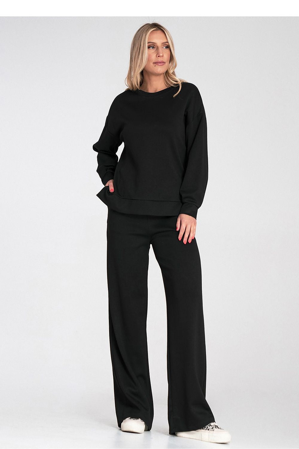Anibe Lifestyle - Sweatshirt med rund hals och sidoskärningar