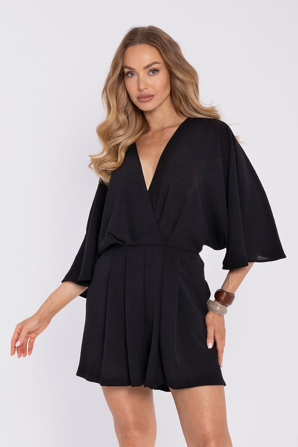 Anibe Lifestyle - Byxdress i crepe med kimonoärmar och knytband i midjan