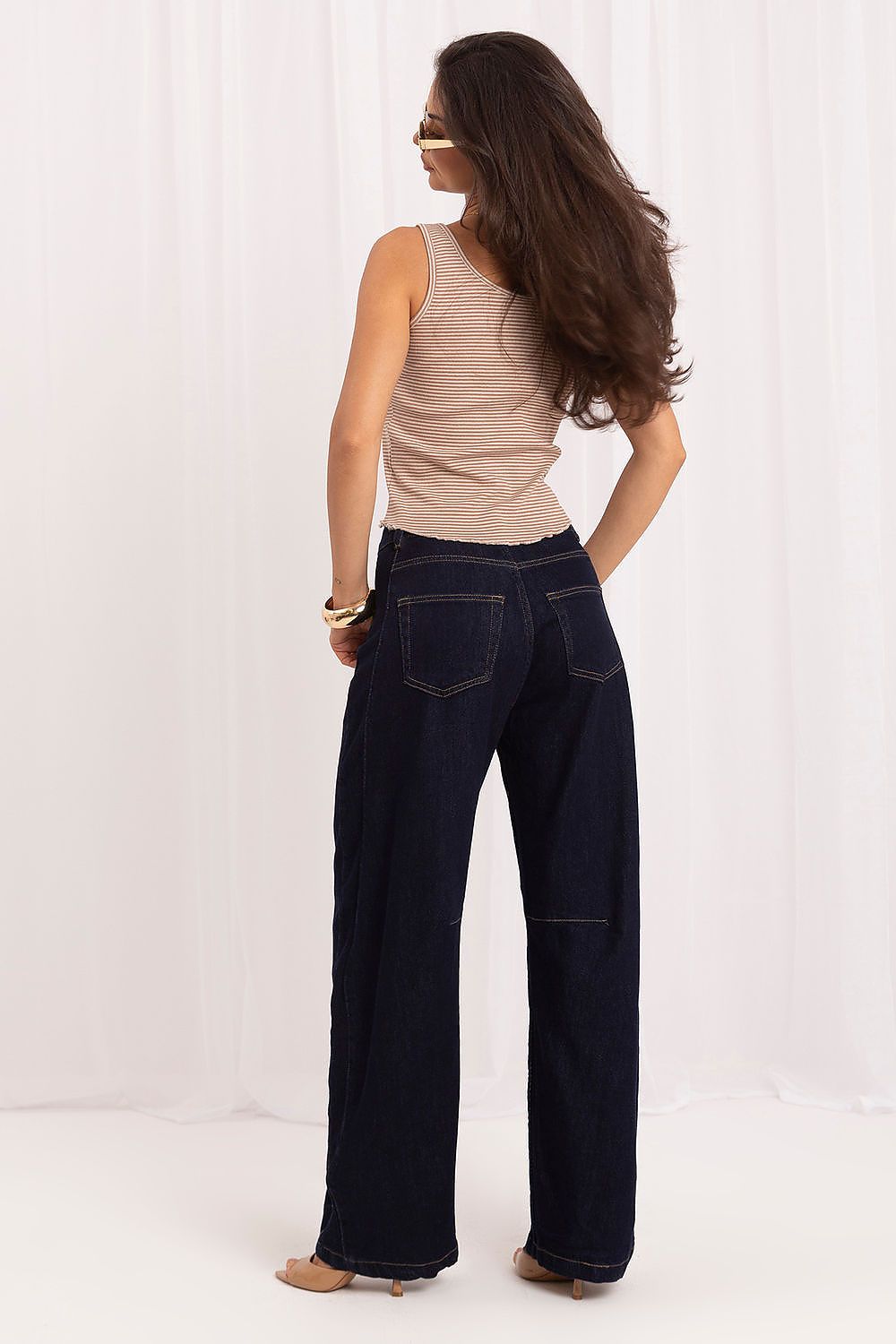Anibe Lifestyle - Balloon fit-jeans med high-waist och dekorativa sömmar