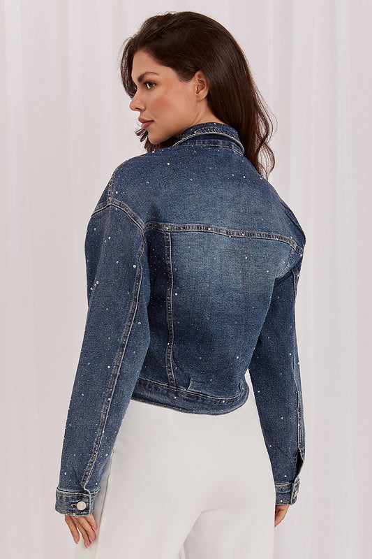 Anibe Lifestyle - Jeansjacka med strassdekoration