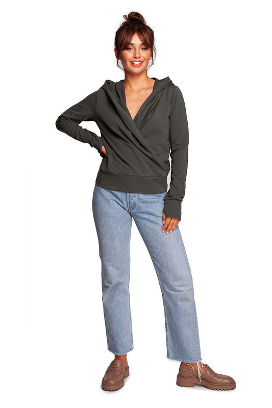 Anibe Lifestyle - Sweatshirt med omlottsnitt och luva