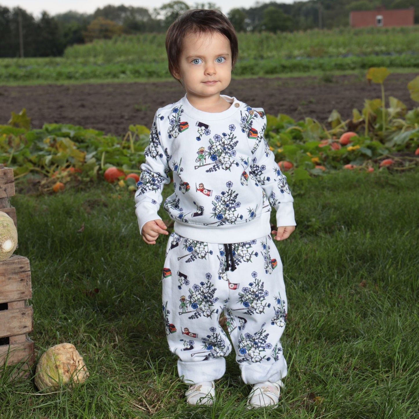 White Floral Baby Pants-1