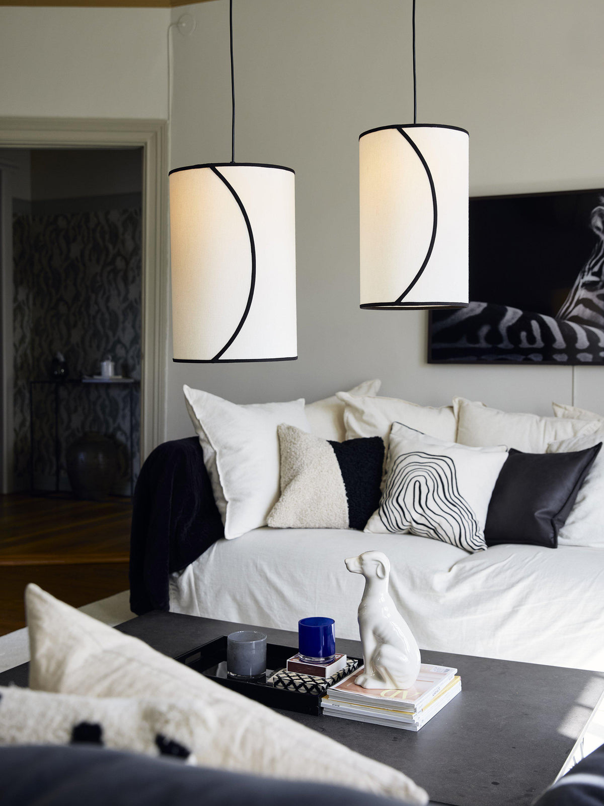 Anibe Lifestyle - Ava - Lampskärm Offwhite/Svart 30cm