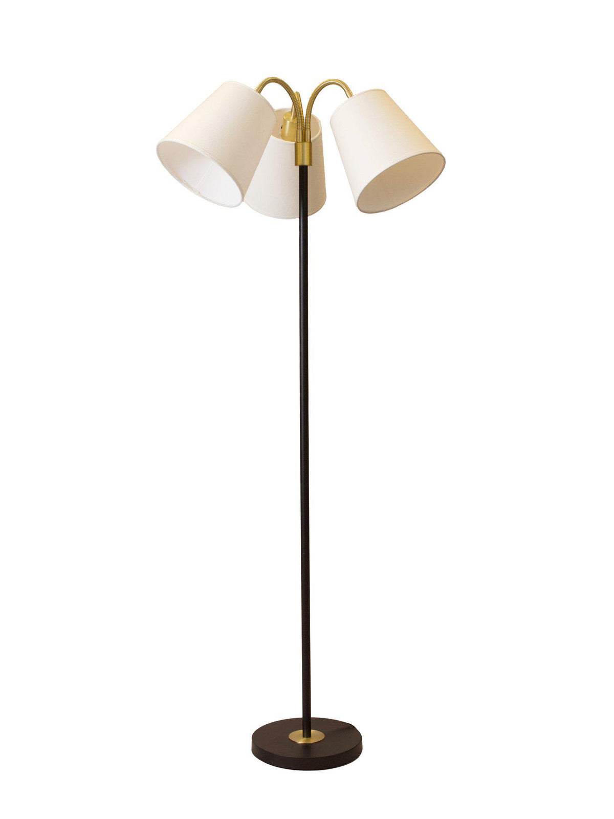 Anibe Lifestyle - Amy - Golvlampa Flex 3 Svart/Mässing med Cia Lin Offwhite skärm 150cm