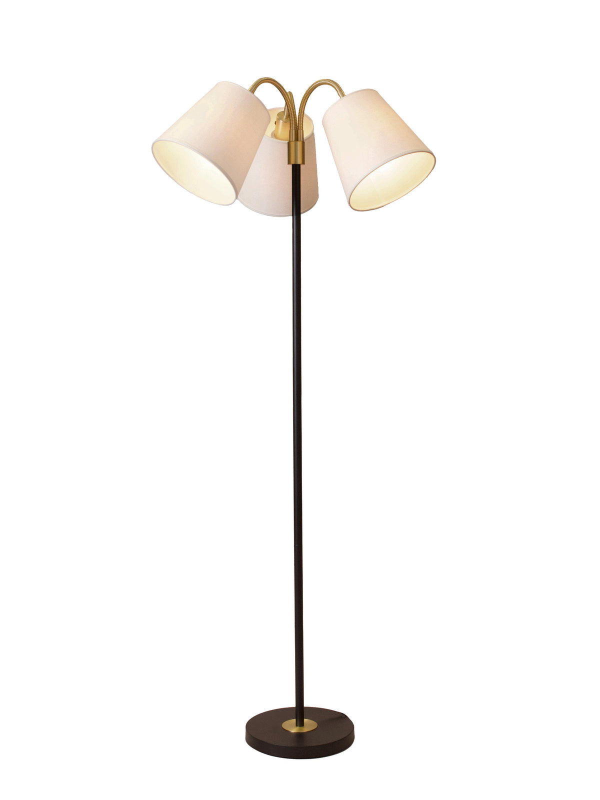 Anibe Lifestyle - Amy - Golvlampa Flex 3 Svart/Mässing med Cia Lin Offwhite skärm 150cm