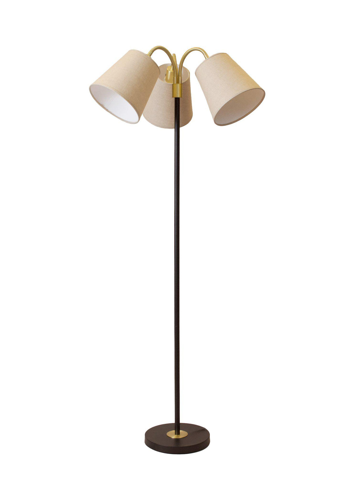 Anibe Lifestyle - Amy - Golvlampa Flex 3 Svart/Mässing med Lin Natur skärm 150cm