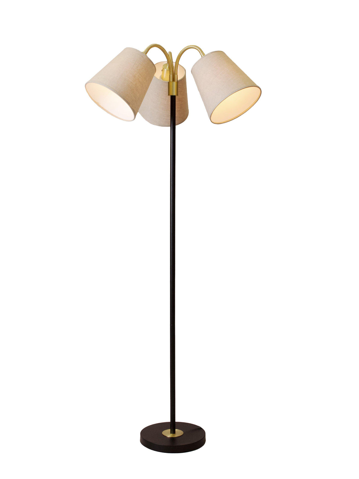 Anibe Lifestyle - Amy - Golvlampa Flex 3 Svart/Mässing med Lin Natur skärm 150cm