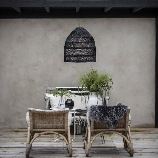 Anibe Lifestyle - Maja - Taklampa Svart Tvinnad Naturrotting IP44 36cm