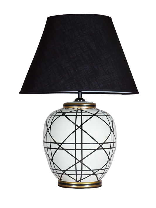 Anibe Lifestyle - New York Bordslampa Svartvit Mörk Skärm 60cm