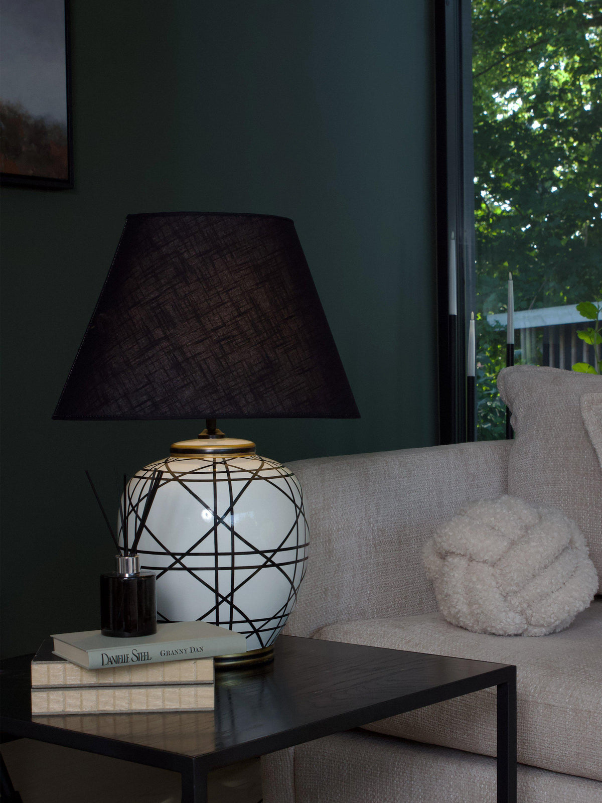 Anibe Lifestyle - New York Lampfot Svartvit 39cm