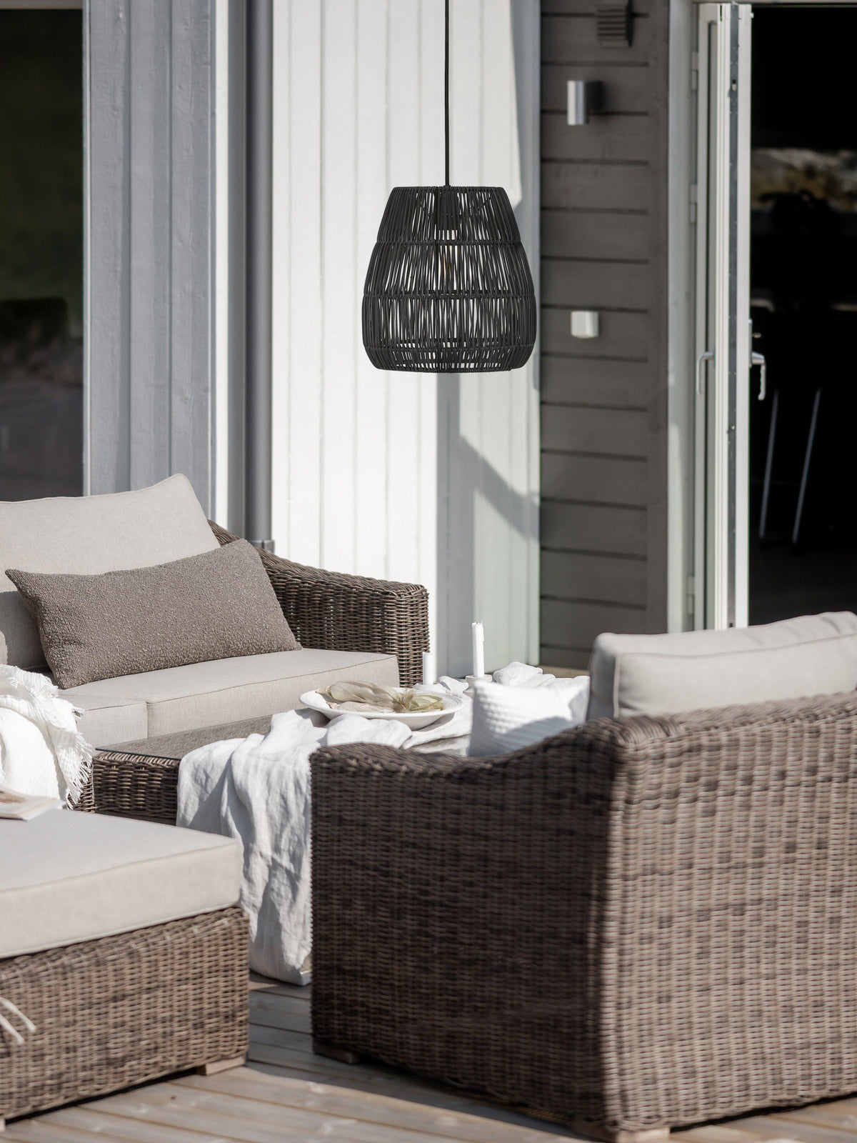 Anibe Lifestyle - Saigon - Taklampa Konstrotting Svart IP44 38cm