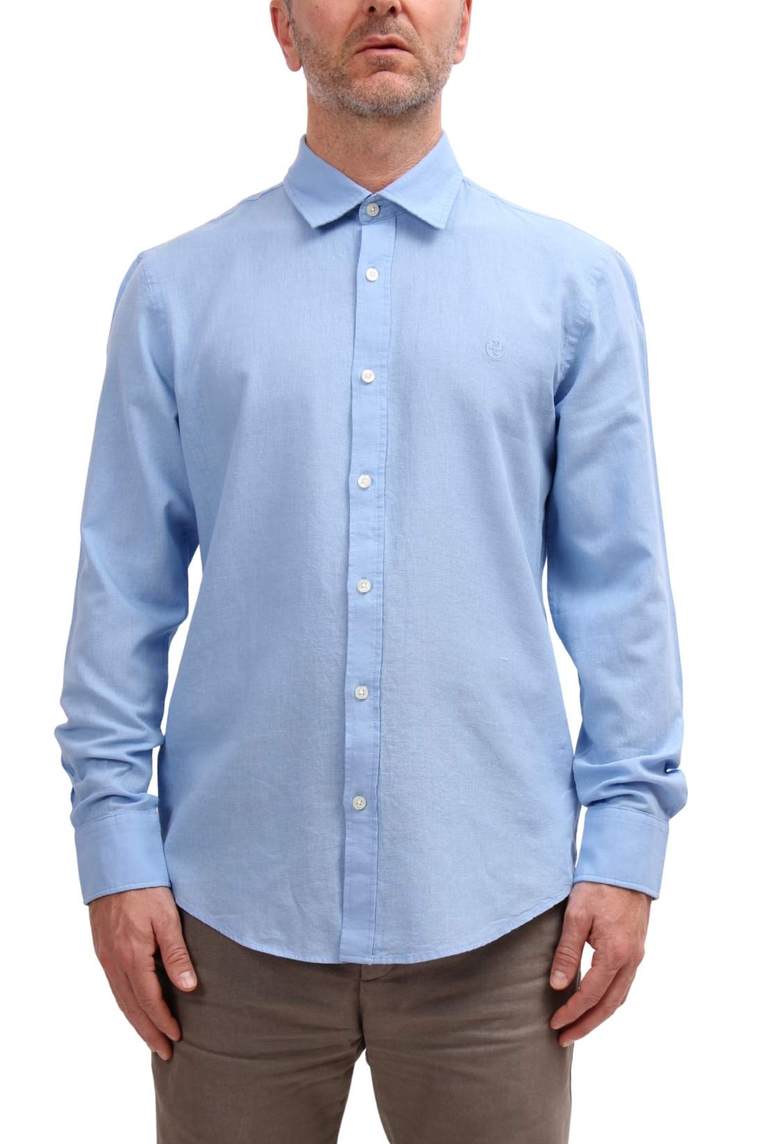 NORTH SAILS - Men's linen blend shirt with logo  - Size 4XL-8