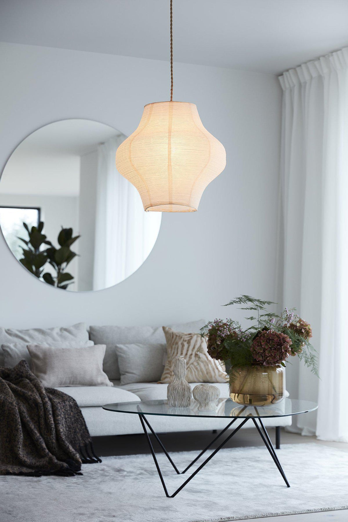 Anibe Lifestyle - Takupphängning Jute textil tvinnad med takkopp E27