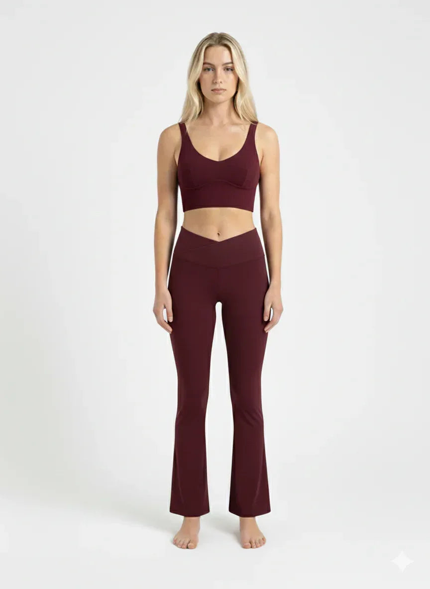 Women's Seacell Flared Pants- Burgundy-2