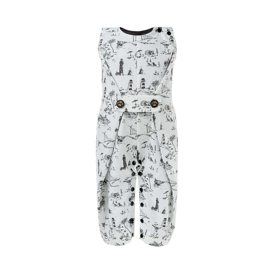 Pleated Baby Jumpsuit  with Vintage  Print