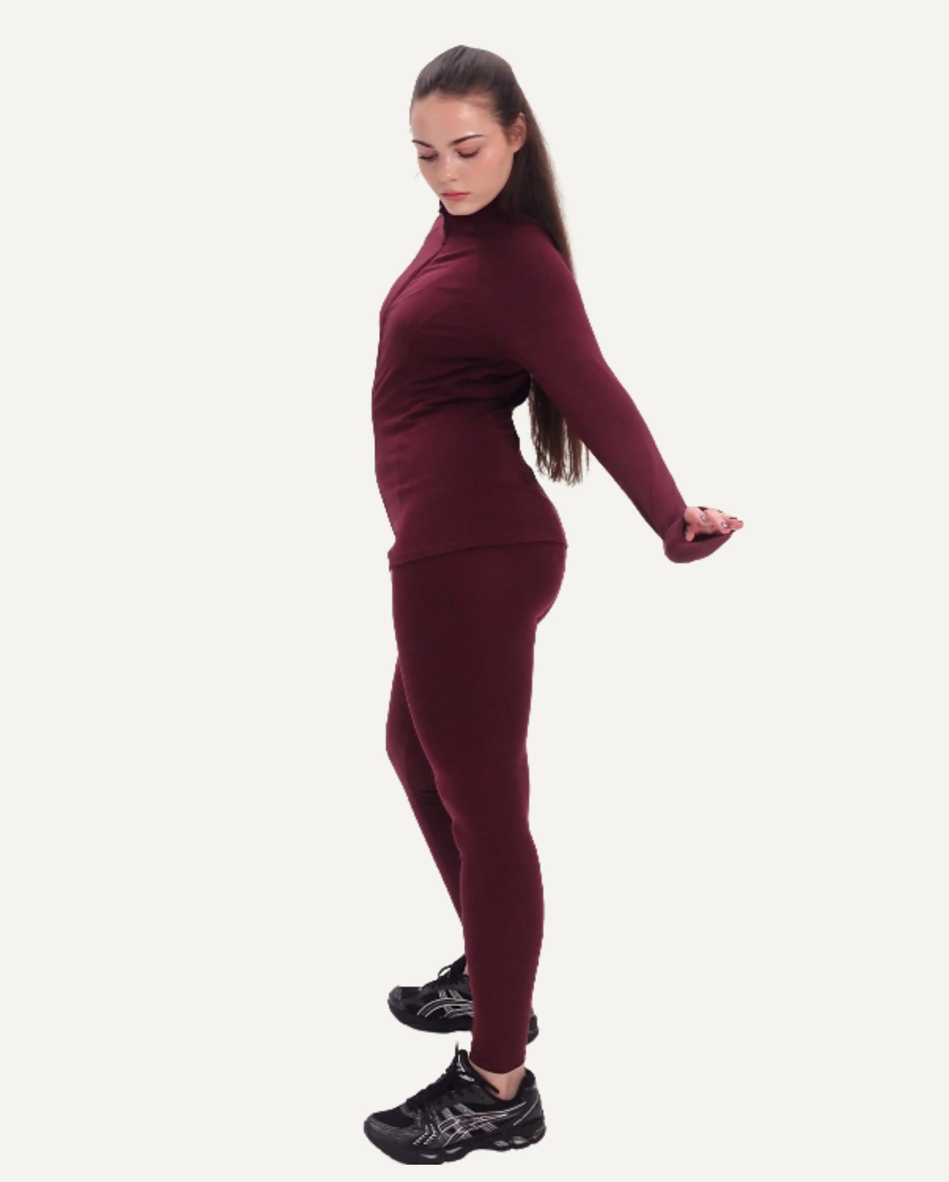 Women's Seacell Zip Longsleeve - Burgundy-1