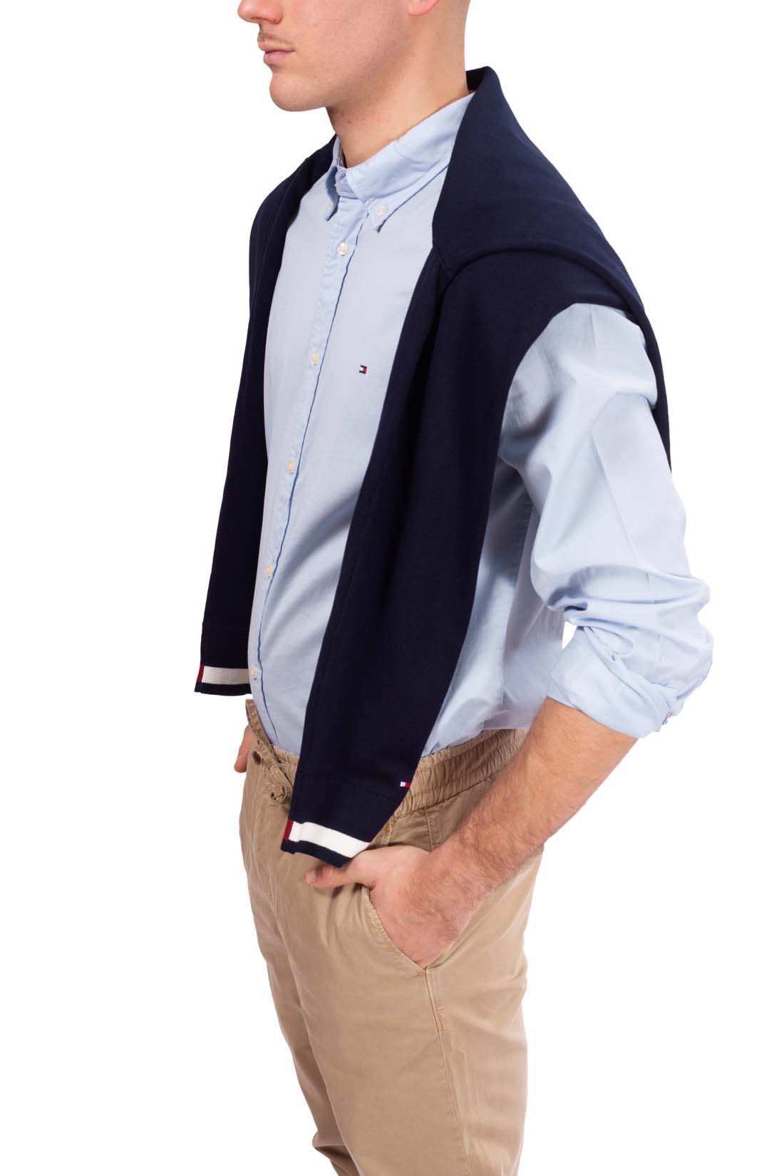 TOMMY HILFIGER - Men's regular shirt with flag logo-11
