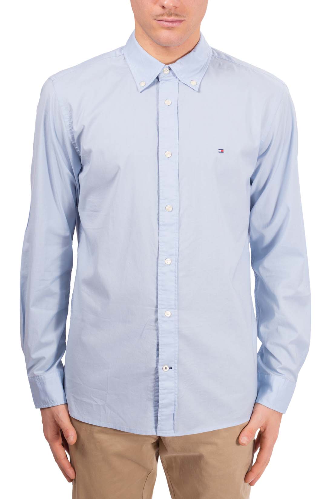 TOMMY HILFIGER - Men's regular shirt with flag logo-1