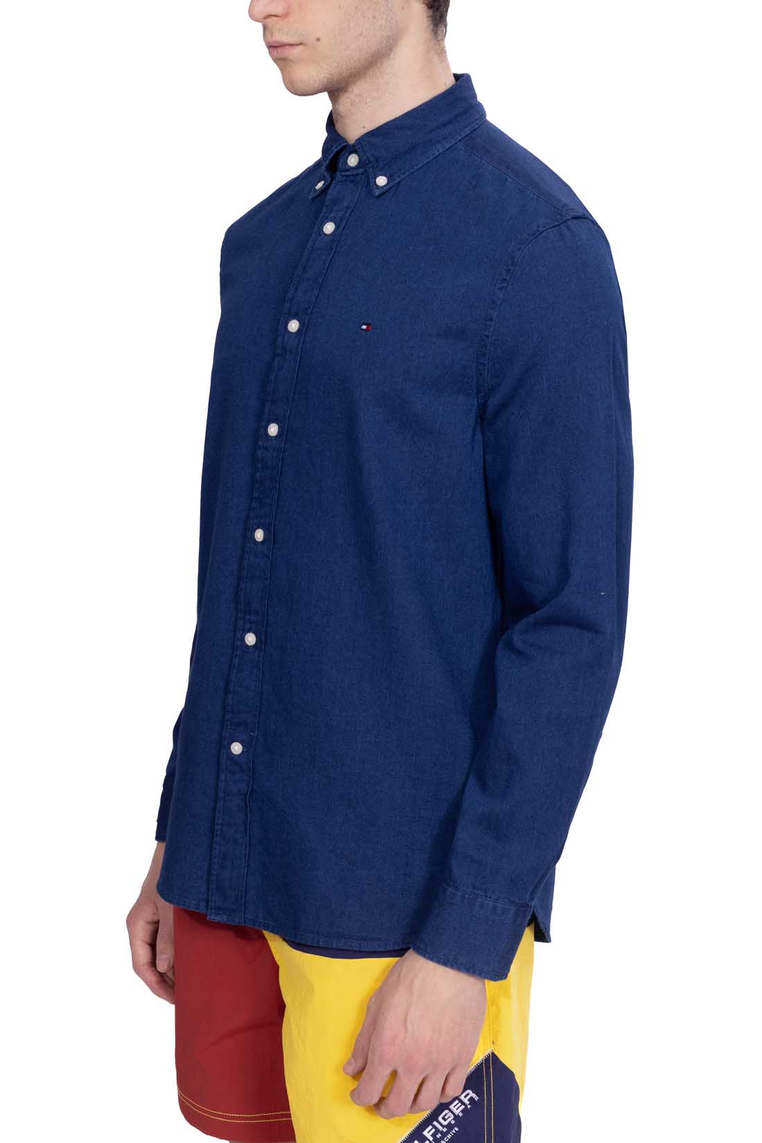 TOMMY HILFIGER - Men's regular chambray shirt  - Size XXL-21