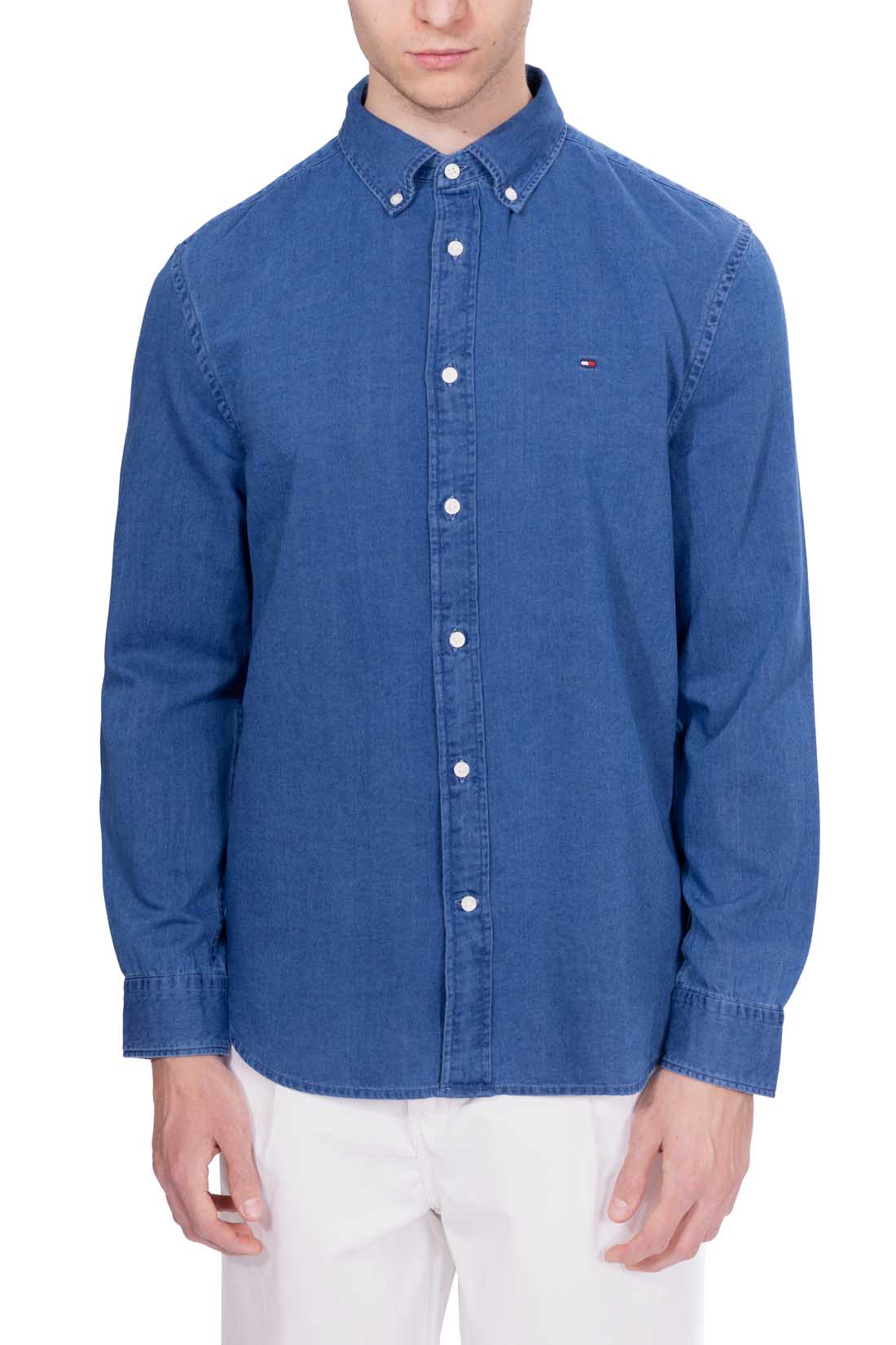TOMMY HILFIGER - Men's regular chambray shirt  - Size XXL-31