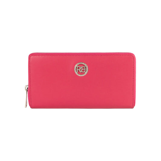 RB1084SBE | Women's zippered wallet made in Italy in smooth, matte genuine leather. Color: Fuchsia. Dimensions: 20 x 10 x 2.5 cm.-0
