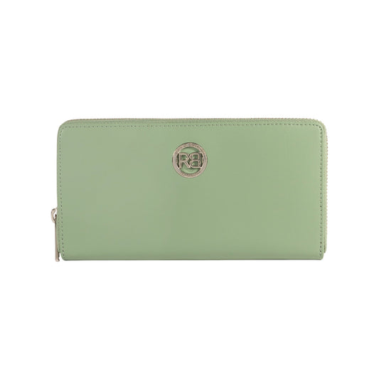 RB1084SBF | Women's zippered wallet made in Italy in smooth, matte genuine leather. Mint color. Dimensions: 20 x 10 x 2.5 cm.-0
