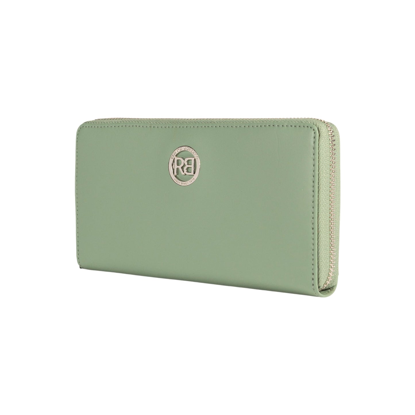 RB1084SBF | Women's zippered wallet made in Italy in smooth, matte genuine leather. Mint color. Dimensions: 20 x 10 x 2.5 cm.-1