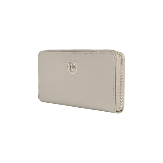 RB1084SF | Women's zippered wallet made in Italy in smooth, matte genuine leather. Color: Gray. Dimensions: 20 x 10 x 2.5 cm.-1