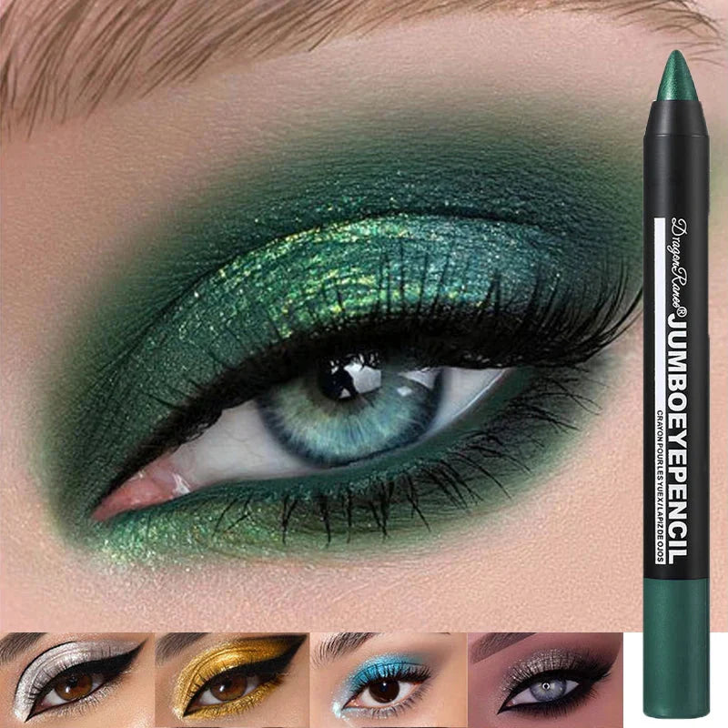 Smoky Dark Green Eyeshadow Pencil Stick Waterproof Pearlescent 12 Colors Metallic Glitter Eye Shadow Highlighter Pen Makeup Tool-0