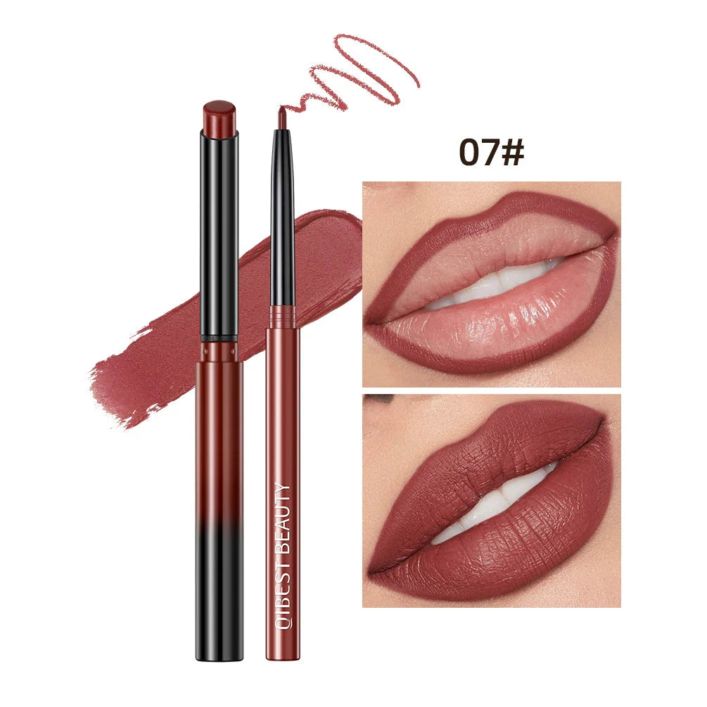 QIBEST Lipstick Pencil Waterproof Sexy Red Nude Purple Matte Tint Lipstick Lasting Lip liner Pen Longlasting Makeup Cosmetics-15