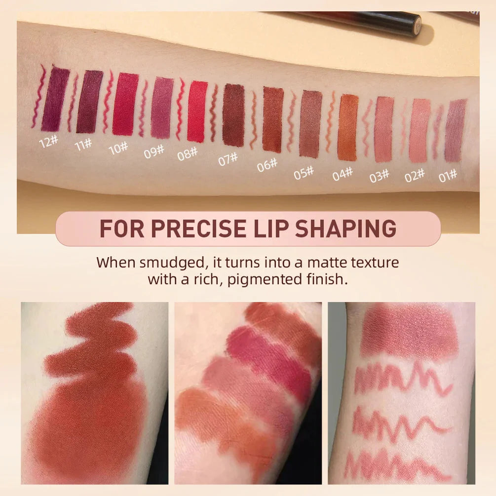 QIBEST Lipstick Pencil Waterproof Sexy Red Nude Purple Matte Tint Lipstick Lasting Lip liner Pen Longlasting Makeup Cosmetics-3