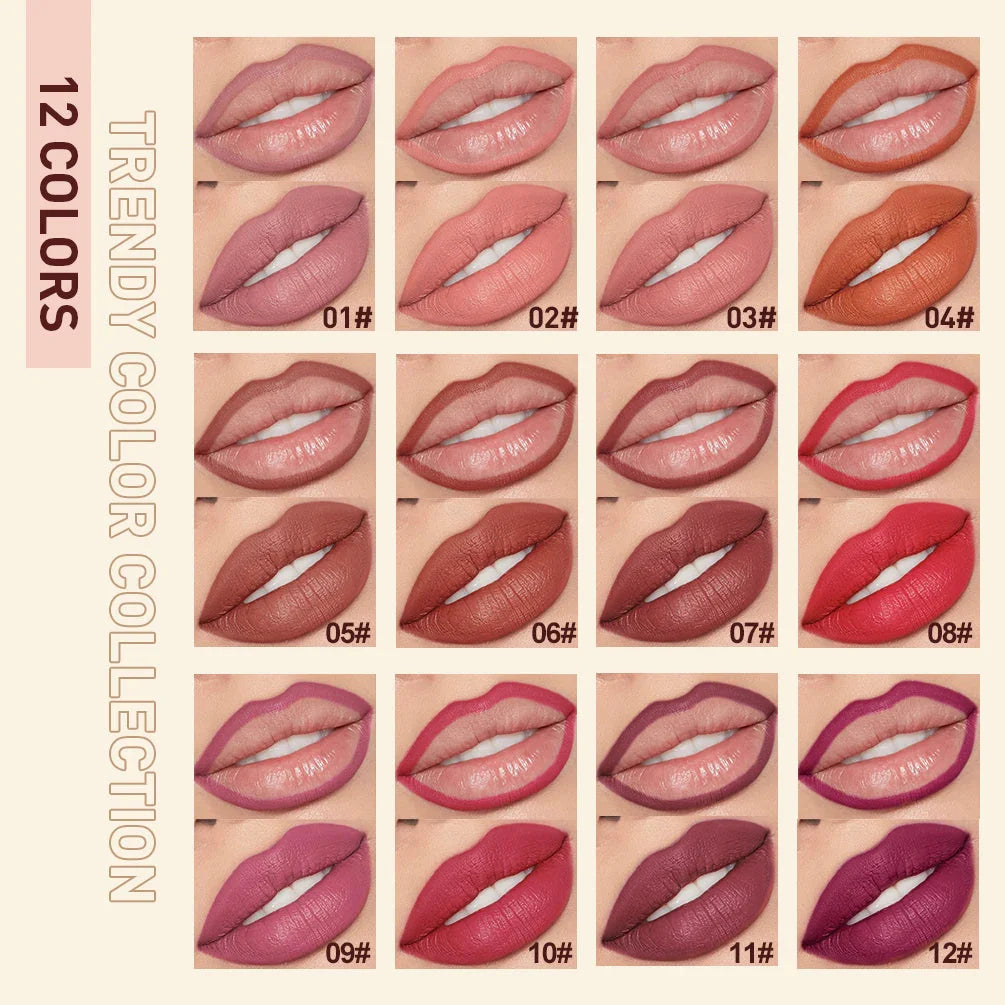 QIBEST Lipstick Pencil Waterproof Sexy Red Nude Purple Matte Tint Lipstick Lasting Lip liner Pen Longlasting Makeup Cosmetics-2