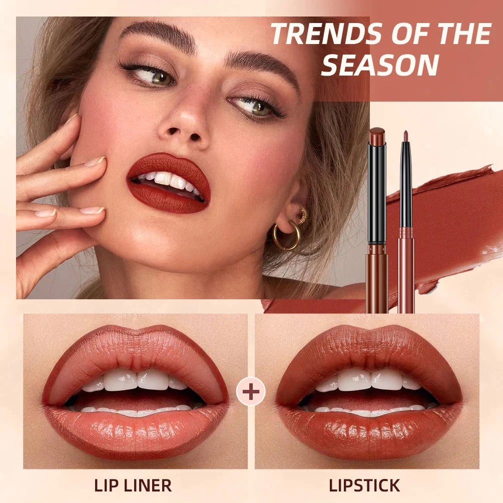 QIBEST Lipstick Pencil Waterproof Sexy Red Nude Purple Matte Tint Lipstick Lasting Lip liner Pen Longlasting Makeup Cosmetics-1