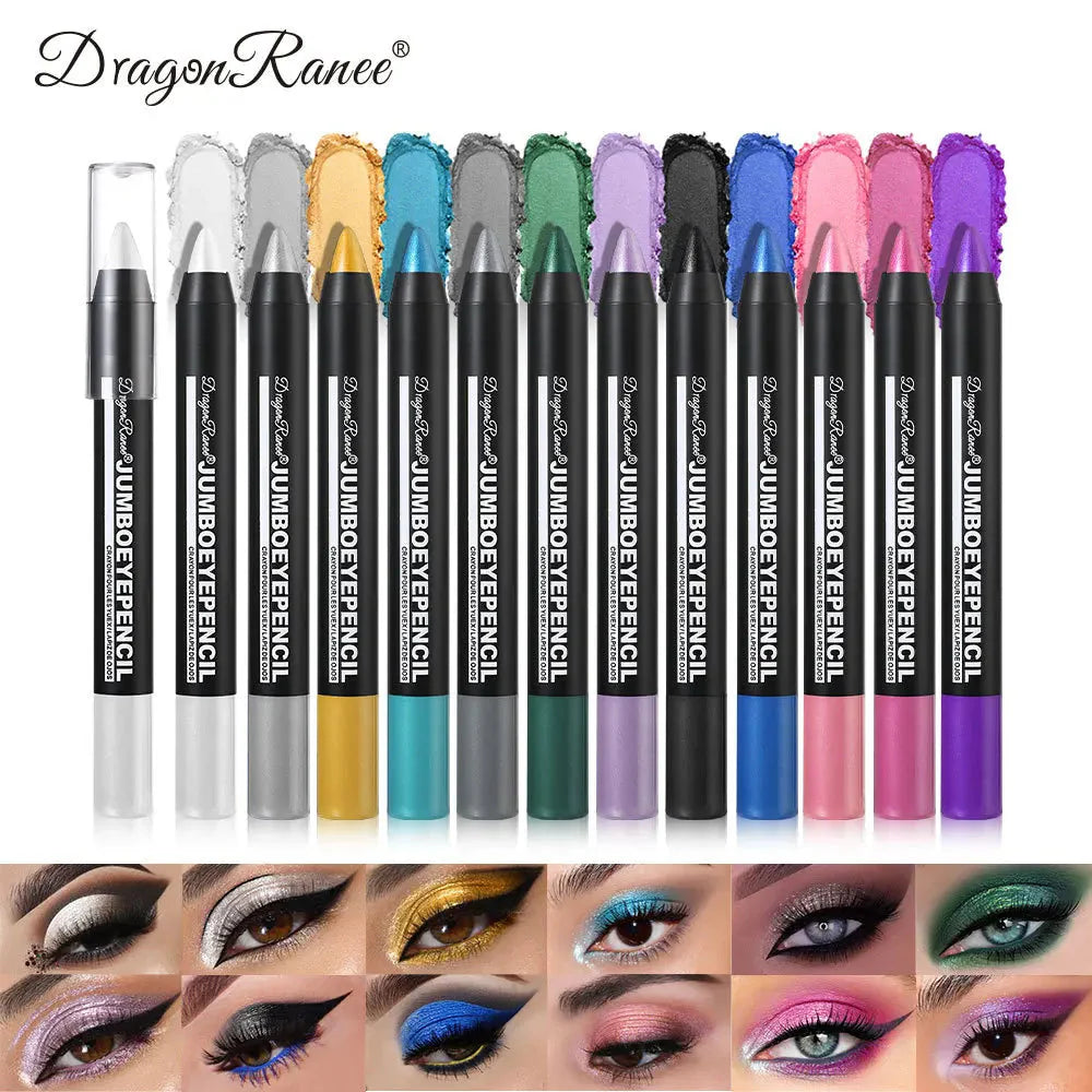 Smoky Dark Green Eyeshadow Pencil Stick Waterproof Pearlescent 12 Colors Metallic Glitter Eye Shadow Highlighter Pen Makeup Tool-4