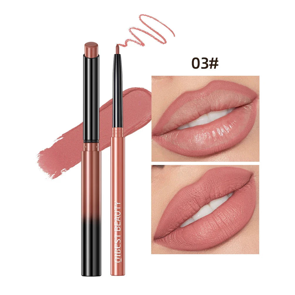 QIBEST Lipstick Pencil Waterproof Sexy Red Nude Purple Matte Tint Lipstick Lasting Lip liner Pen Longlasting Makeup Cosmetics-10