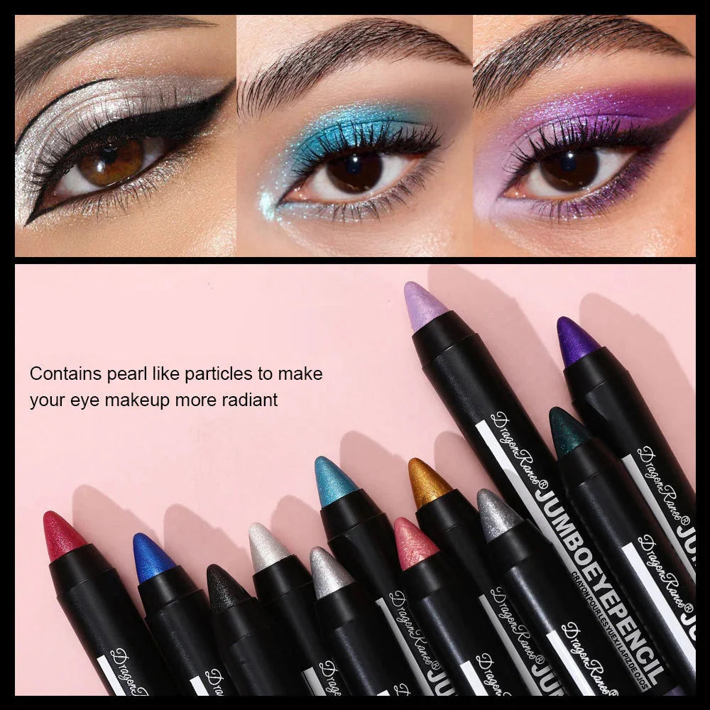 Smoky Dark Green Eyeshadow Pencil Stick Waterproof Pearlescent 12 Colors Metallic Glitter Eye Shadow Highlighter Pen Makeup Tool-3
