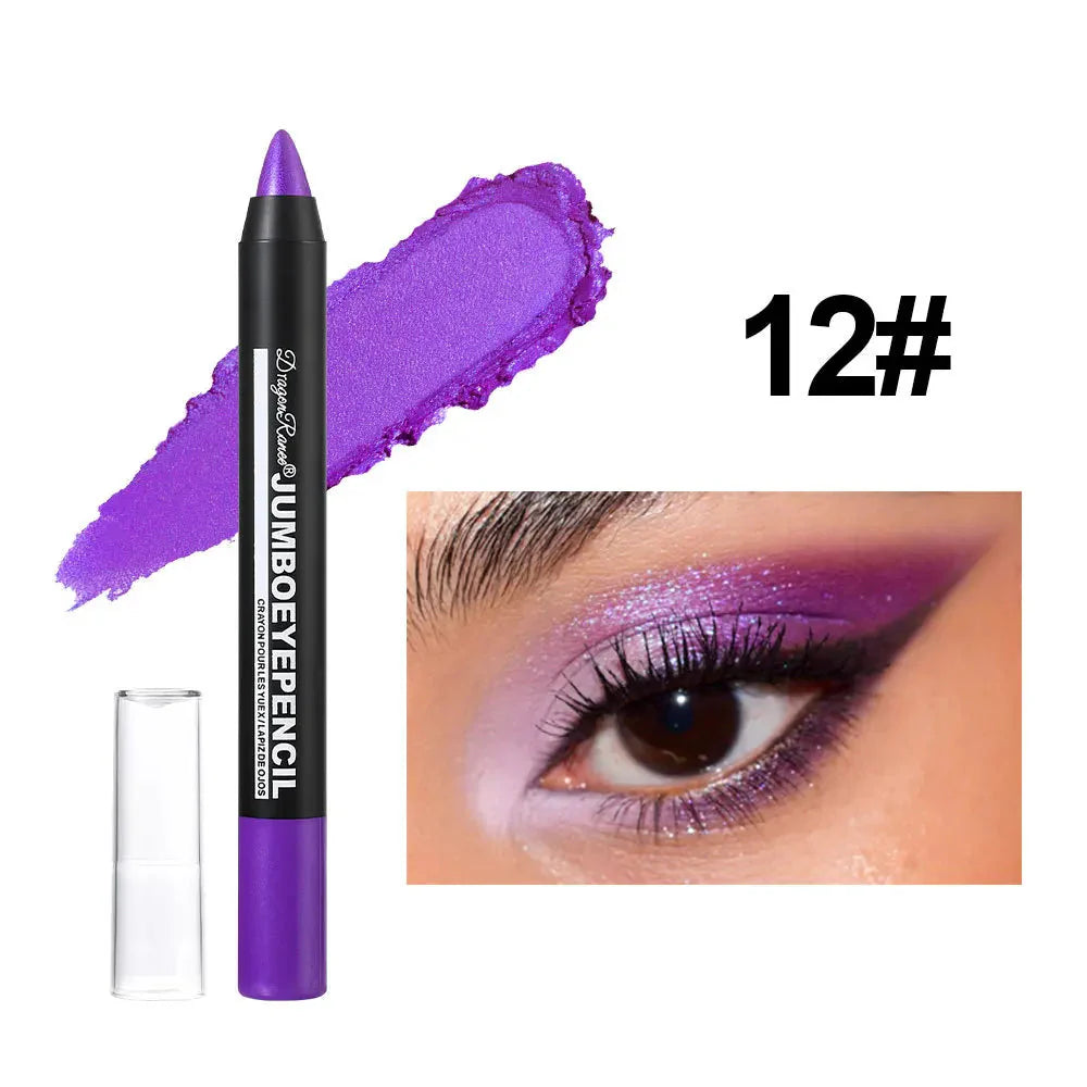 Smoky Dark Green Eyeshadow Pencil Stick Waterproof Pearlescent 12 Colors Metallic Glitter Eye Shadow Highlighter Pen Makeup Tool-7
