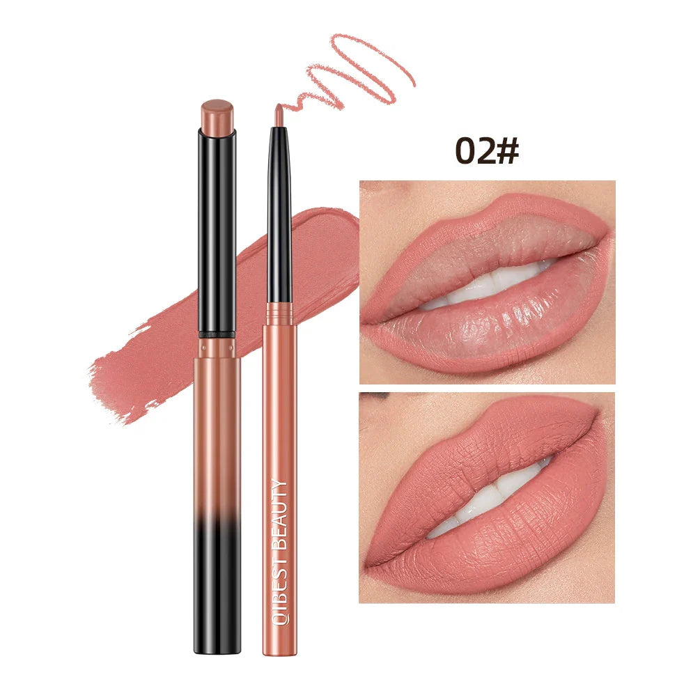 QIBEST Lipstick Pencil Waterproof Sexy Red Nude Purple Matte Tint Lipstick Lasting Lip liner Pen Longlasting Makeup Cosmetics-8