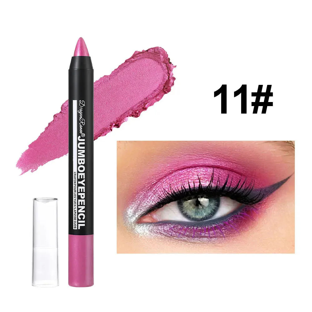 Smoky Dark Green Eyeshadow Pencil Stick Waterproof Pearlescent 12 Colors Metallic Glitter Eye Shadow Highlighter Pen Makeup Tool-8