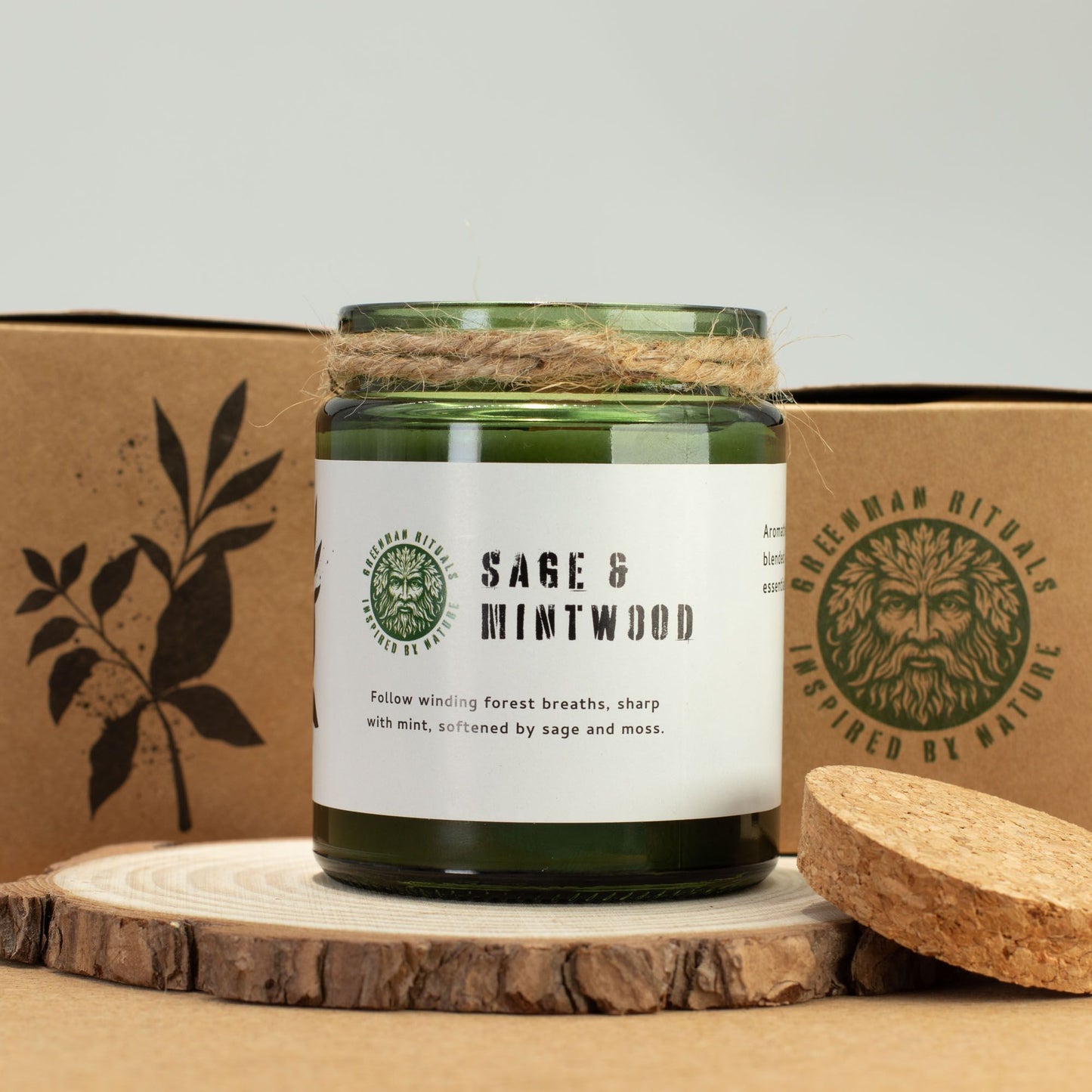 GREENMAN - Woodwick Soy Candle - Sage & Mintwood