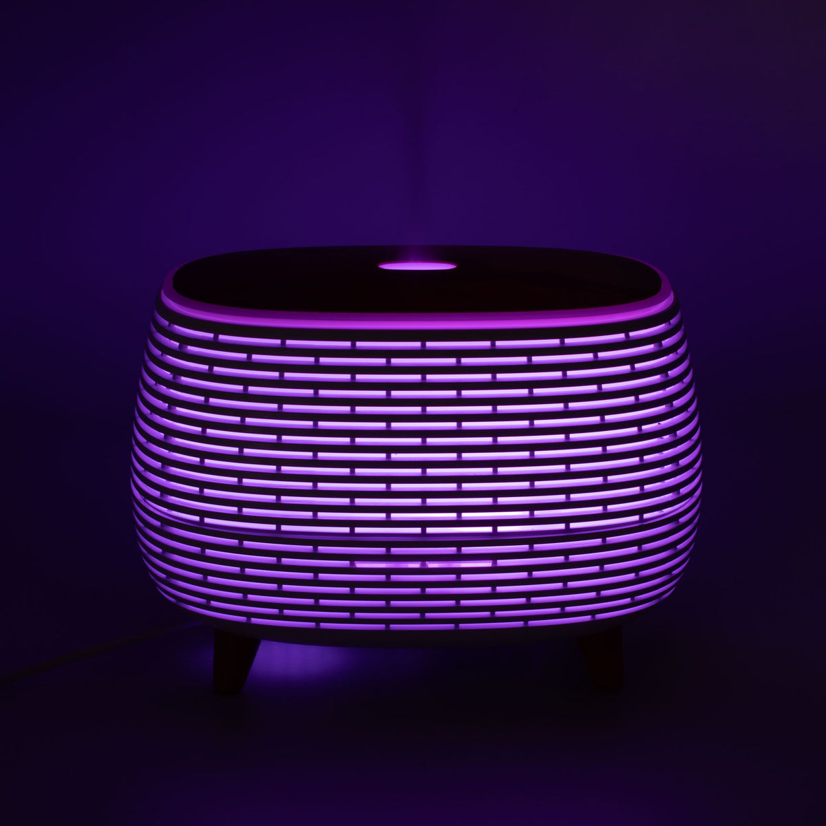 Anibe Lifestyle - Aromadiffusor - Ribbad med trätopp och färgskiftande ljus