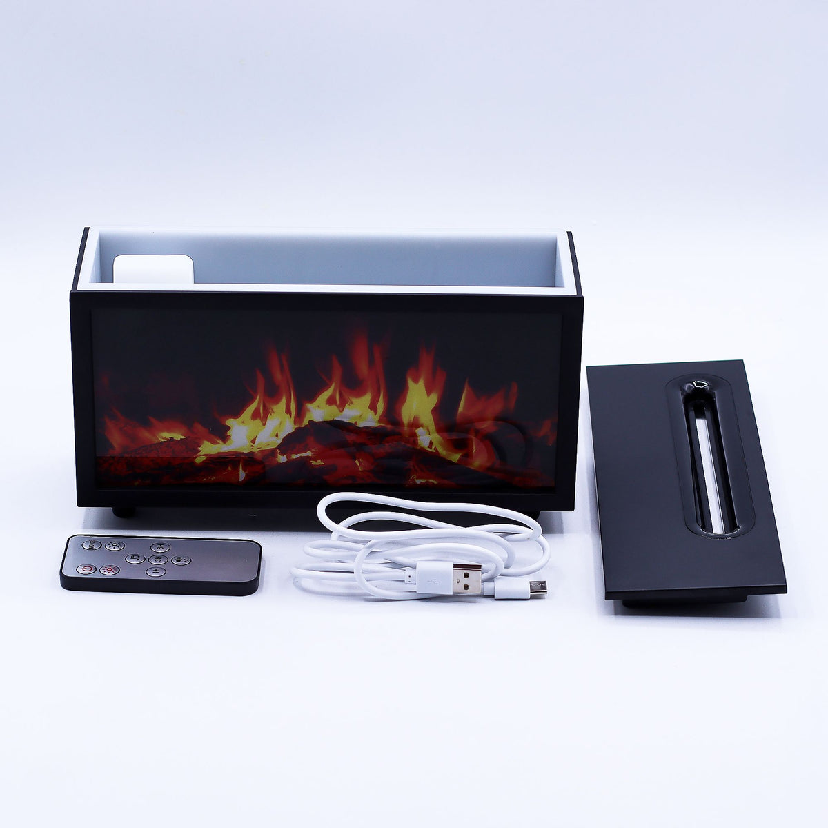 Anibe Lifestyle - Aromadiffusor - Svart med flameffekt, fågelljud och USB