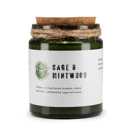 GREENMAN - Woodwick Soy Candle - Sage & Mintwood