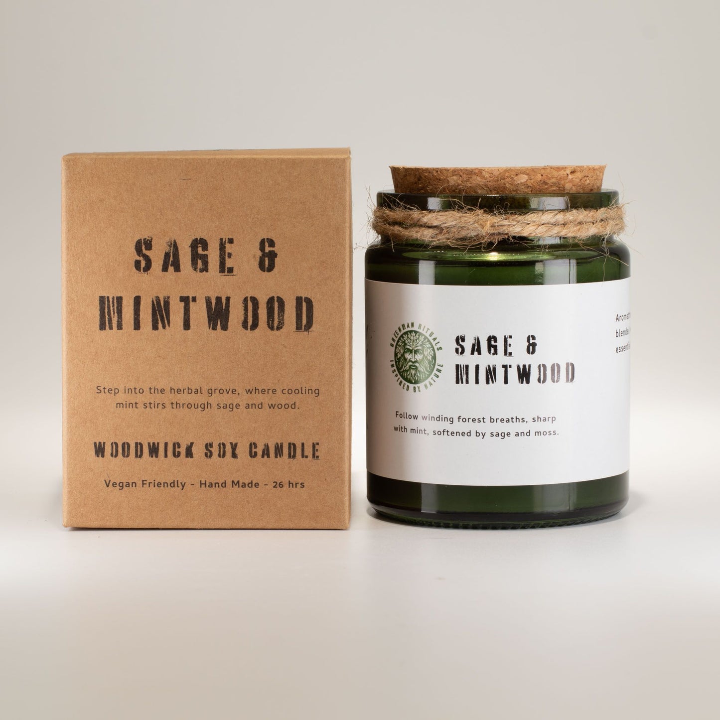 GREENMAN - Woodwick Soy Candle - Sage & Mintwood